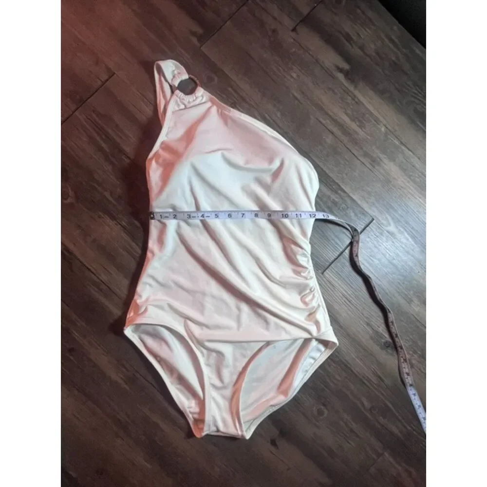 Michael Kors Women’s Size 14 White One-Piece Swimsuit Gold Logo Ring